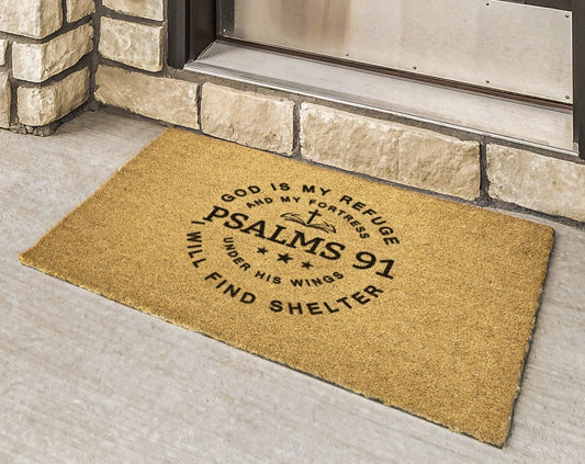 God is my Refuge Psalms 91 Door mat