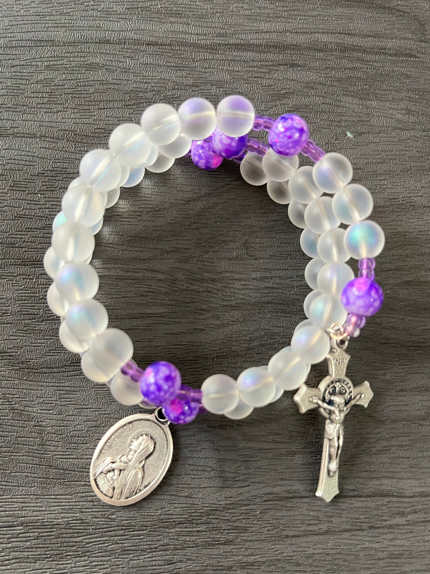 Patron Saint Wrap Rosary Bracelet, Catholic gift, St Monica Rosary bracelet