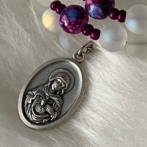 Mary the Blessed Virgin Rosary Wrap Bracelet, Catholic gift, Rosary Style Bracelet, Wrap Bead Bracelet, Catholic Easter gift, Patron Saint