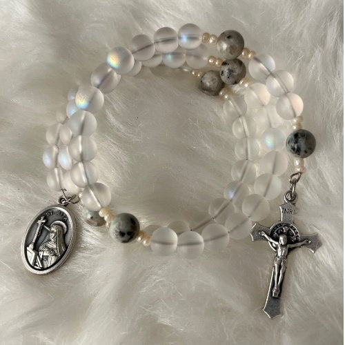 St Rita medal wrap Rosary bracelet, Catholic gift, Rosary Style Bracelet, Wrap Bead Bracelet, Catholic Easter gift, Patron Saint