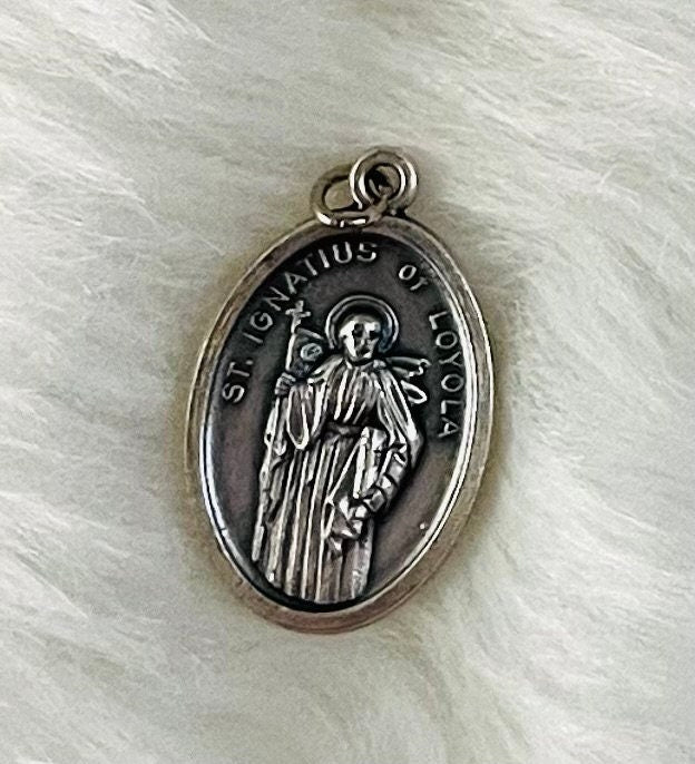 Saint Ignatius of Loyola, Patron Saint of Soldiers, Patron Saint of Students, Saint Ignatius of Loyola, Catholic Gift, Silver Oxidized Medal