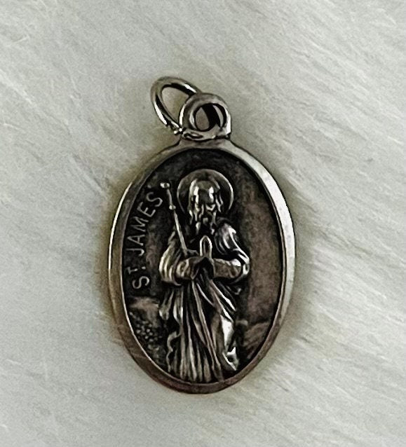 Saint James Medal Patron Saint of Veterinarians, Patron Saint of Arthritis, Saint James Medal, Catholic Gift, Silver Oxidized Medal