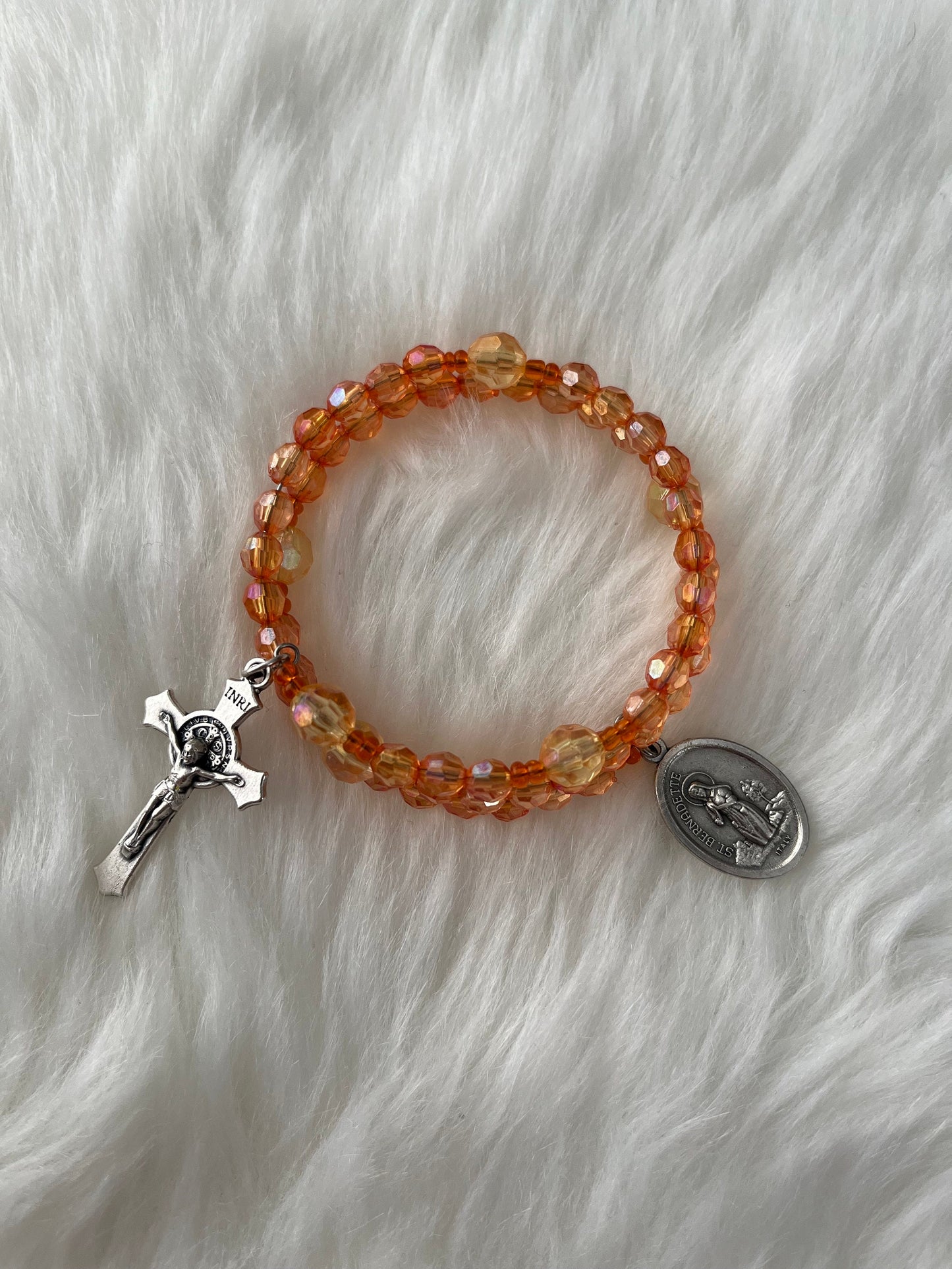 Multiple Sclerosis Inspired Rosary Wrap Bracelet, St Bernadette Rosary, Patron Saint Illness, MS gift, Multiple Sclerosis Gift, MS Awareness