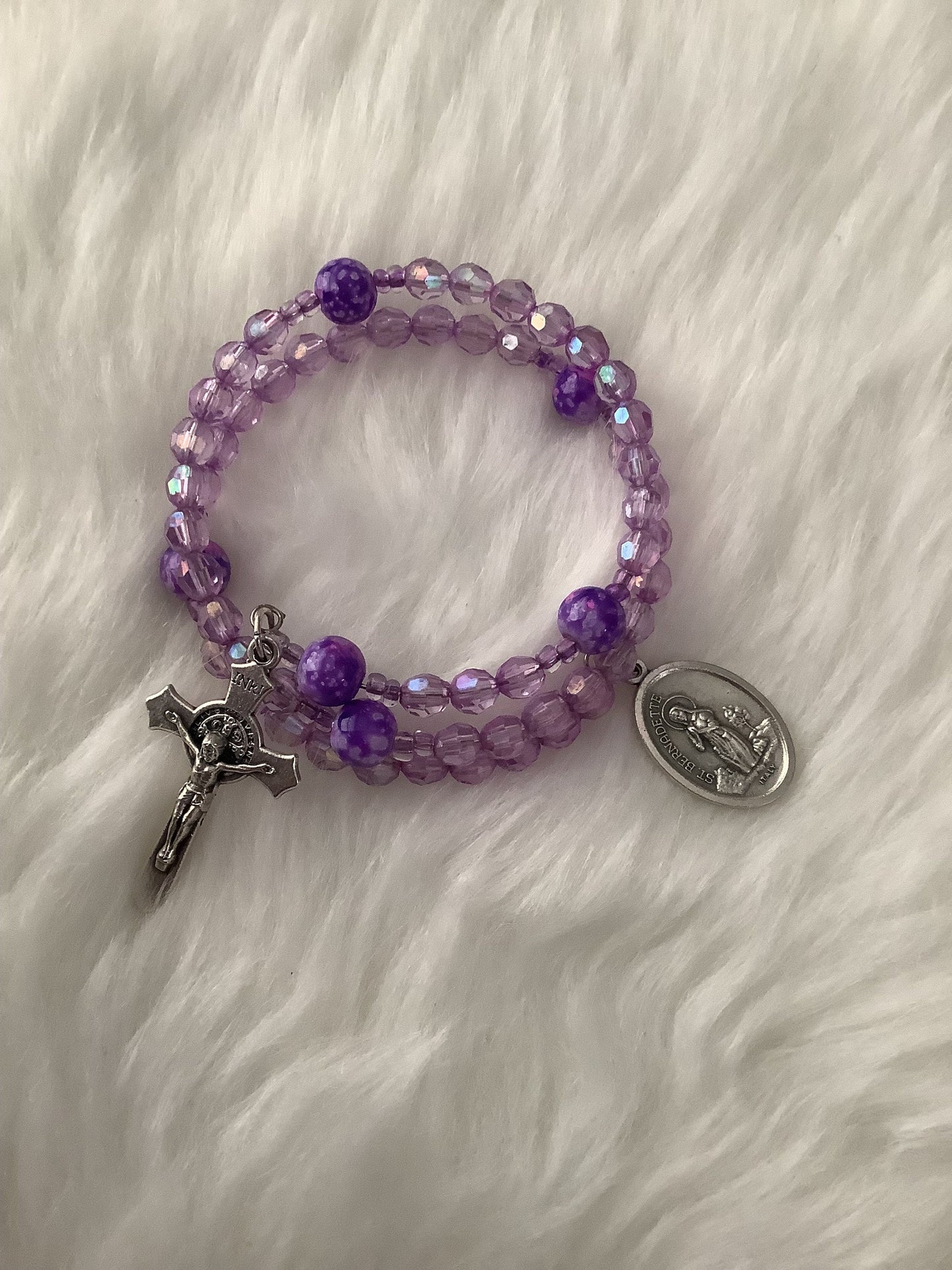 Lupus Inspired Rosary Wrap Bracelet, St Bernadette Patron Saint Illness Rosary, Lupus Warrior, Lupus Awareness, You are not alone gift