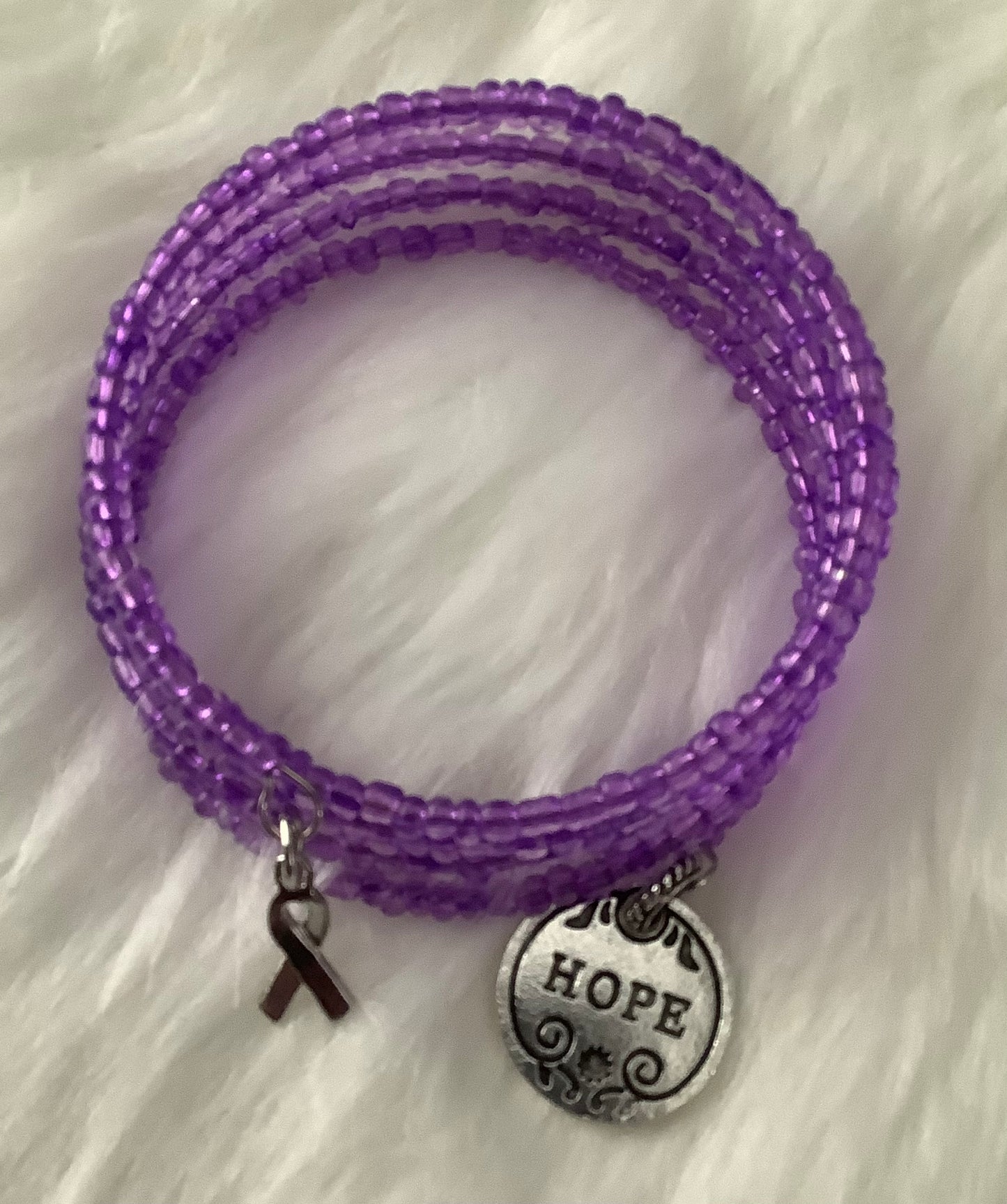 Lupus Awareness Ribbon Wrap Bracelet, Lupus Warrior Gift, Awareness Ribbon Gift, Purple Awareness bracelet