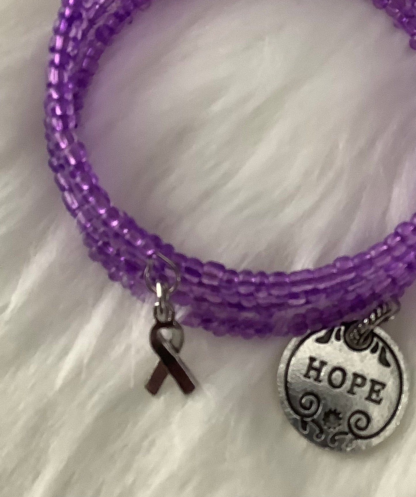 Lupus Awareness Ribbon Wrap Bracelet, Lupus Warrior Gift, Awareness Ribbon Gift, Purple Awareness bracelet