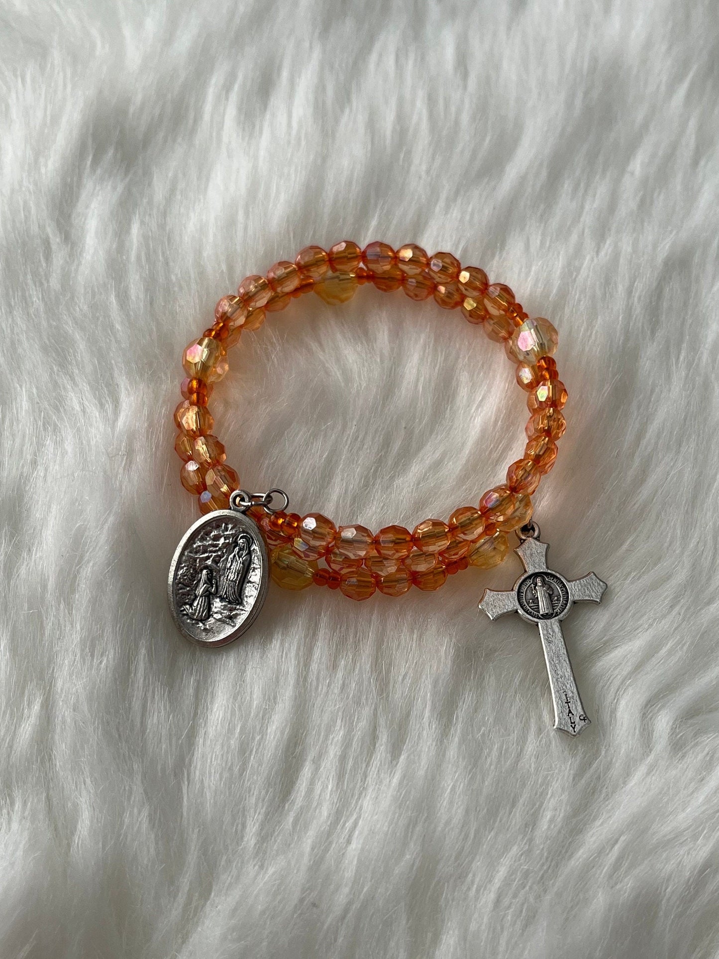 Multiple Sclerosis Inspired Rosary Wrap Bracelet, St Bernadette Rosary, Patron Saint Illness, MS gift, Multiple Sclerosis Gift, MS Awareness