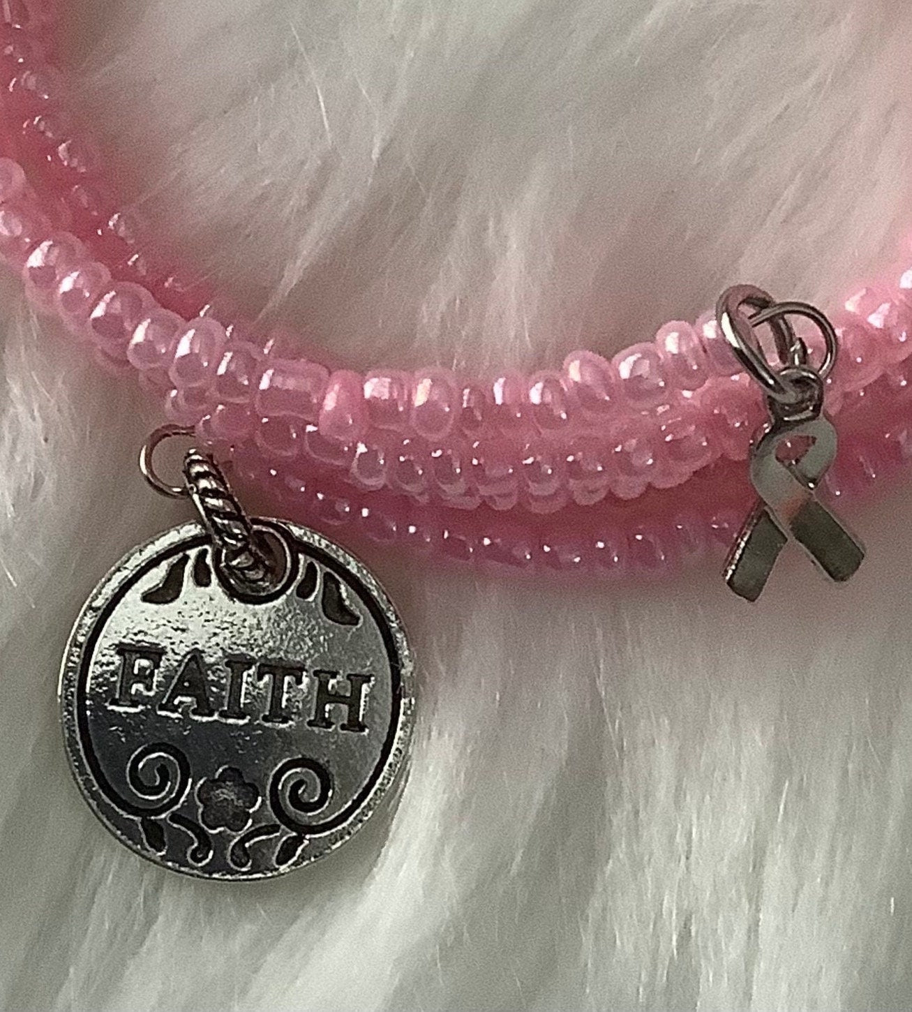 Breast Cancer Awareness Ribbon Wrap Bracelet