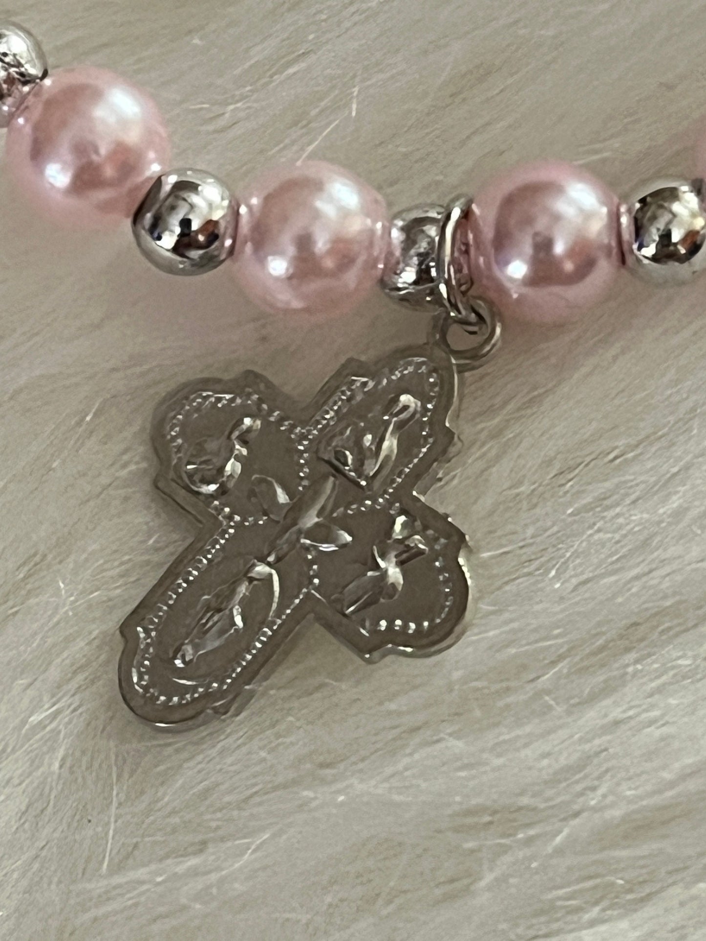 Imitation Pearl Four Way Cross Bracelet