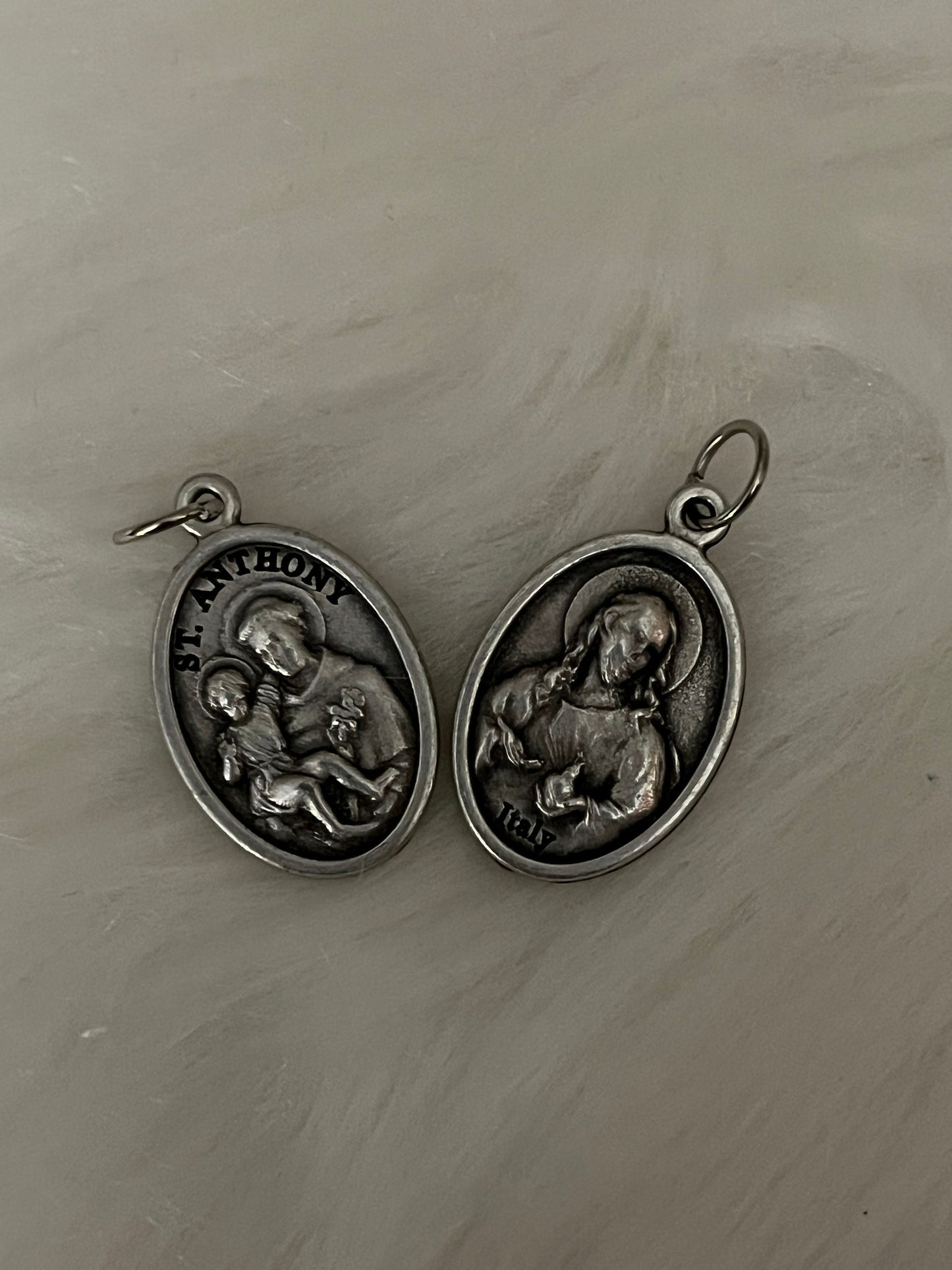 Saint Anthony Medal, Patron Saint of lost things, St Anthony medal, Silver Oxidized Saint Medal