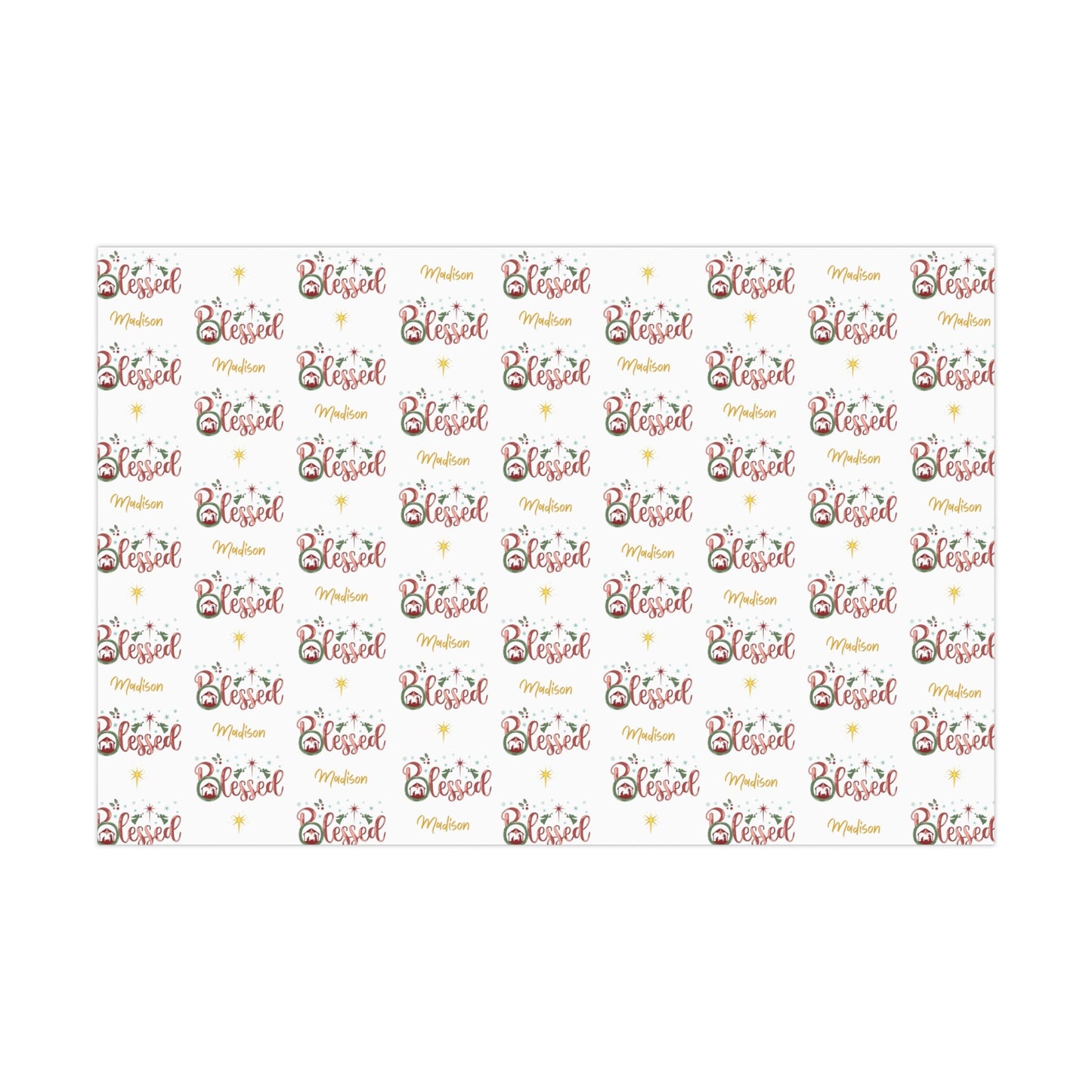 Blessed Nativity Personalized Wrapping Paper