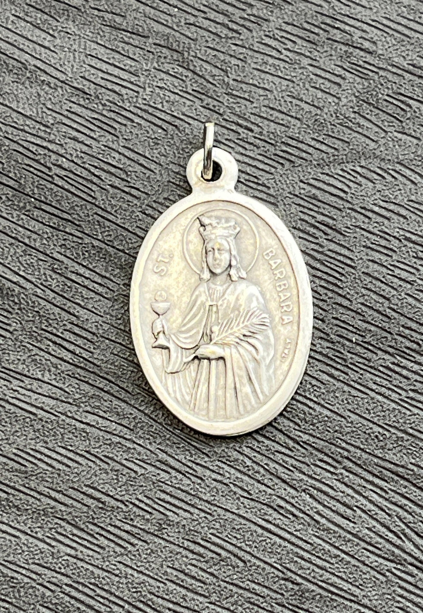 Saint Barbara Medal, Pray for Us, Patron Saint of Mathematicians, St Barbara Medal, Silver Oxidized Medal Patron Saint of Architects