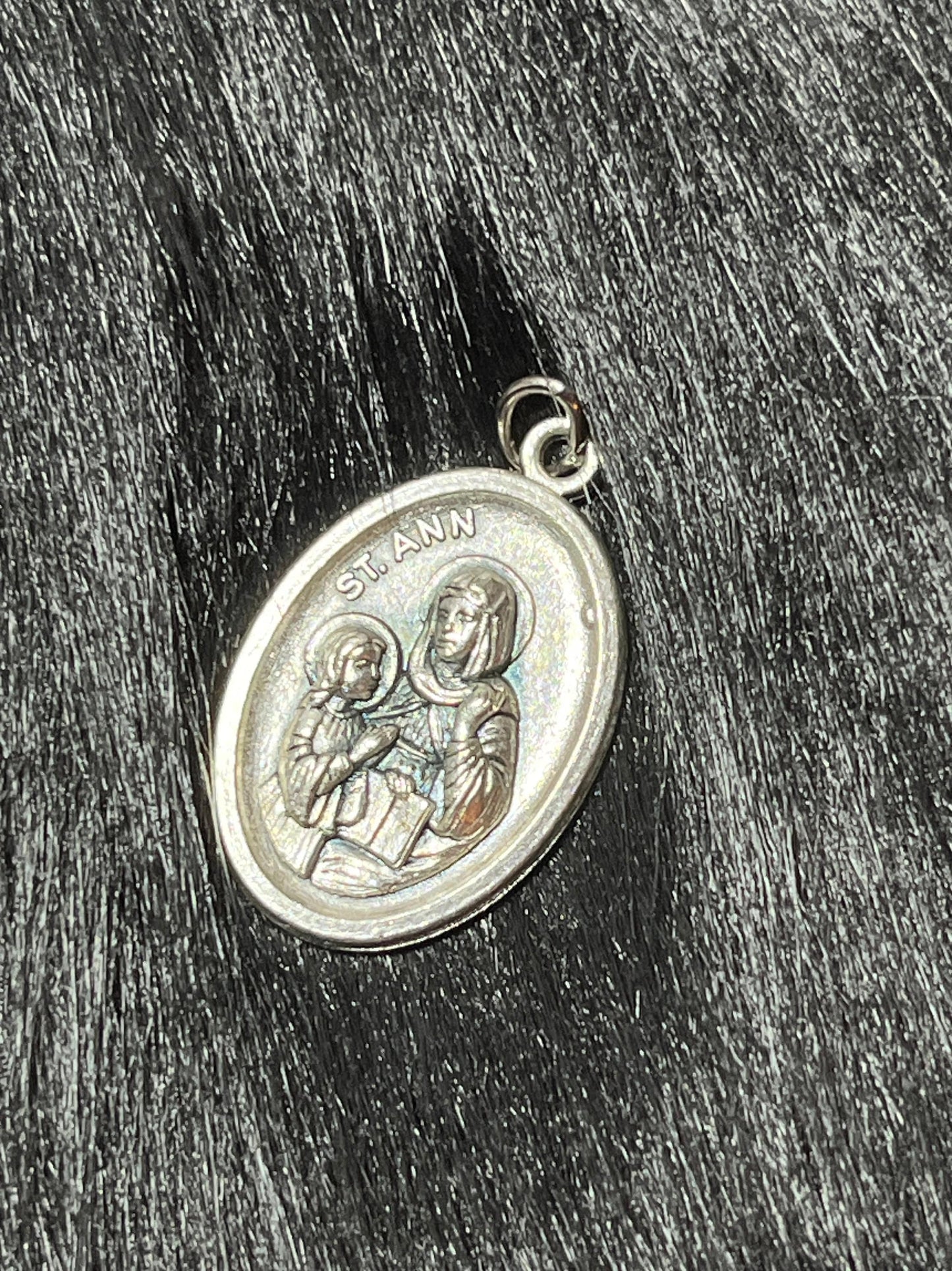 Saint Ann Medal, Patron Saint of Grandmothers, Patron Saint of Mothers, Patron Saint of Infertility, St Ann, Silver Oxidized Saint Medal