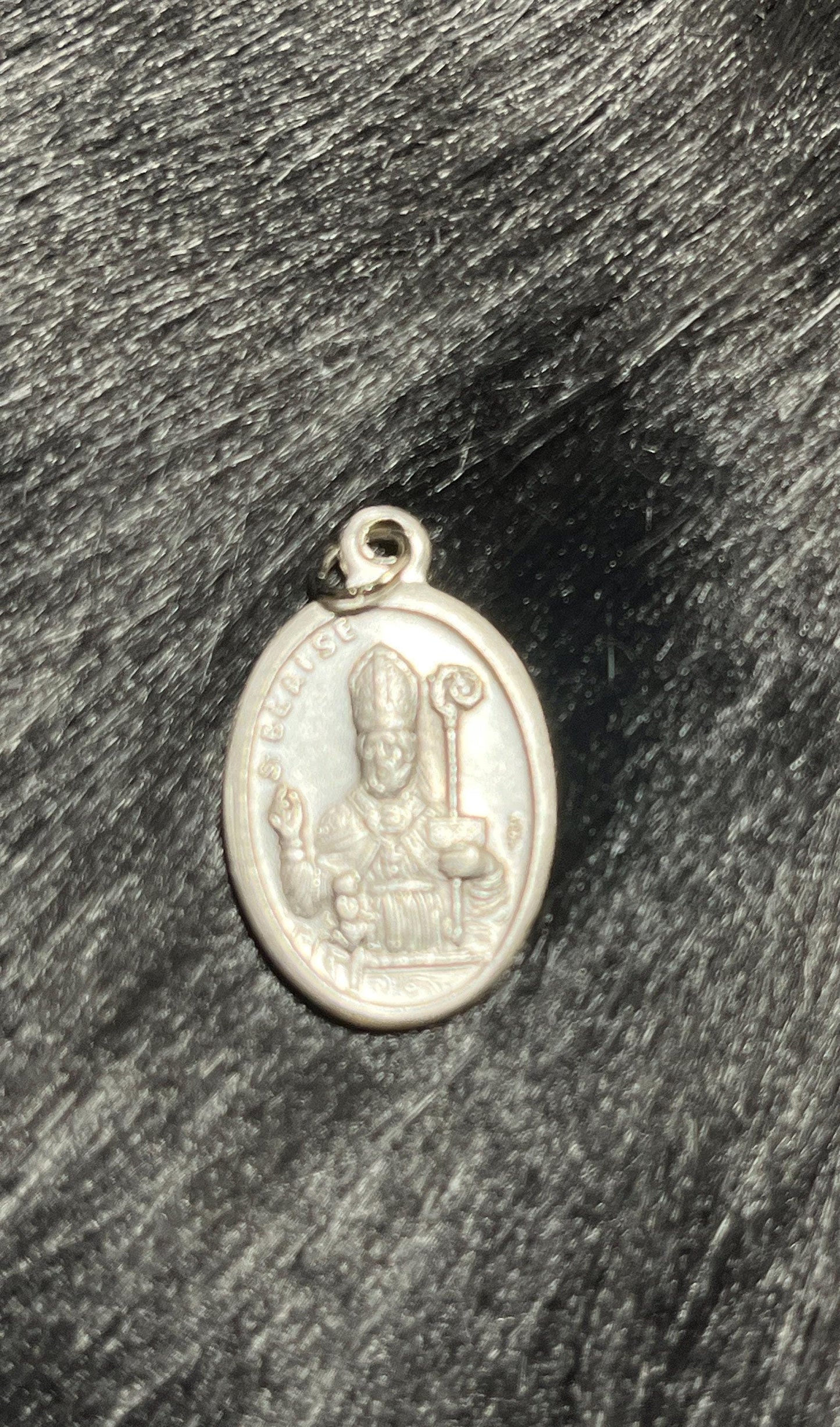 Saint Blaise Medal, Patron Saint Illness, Patron Saint of Throat Illness, St Blaise Medal, Pray for Us, Silver Oxidized Saint Medal