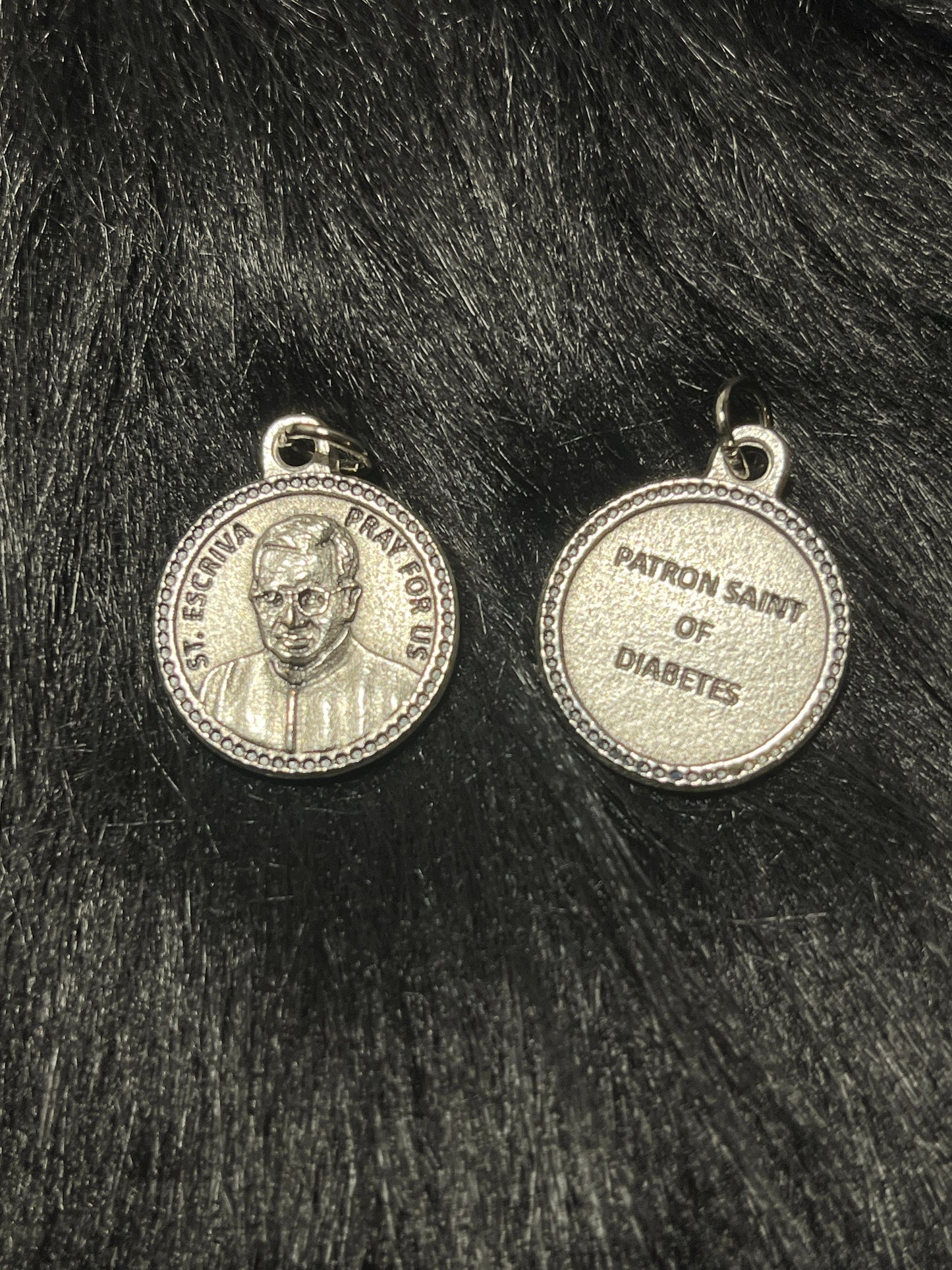 Saint Escriva Medal, Patron Saint of Diabetes, Patron of Ordinary Work, St Josemaria Escriva Medal, Pray for Us, Silver Oxidized Medal