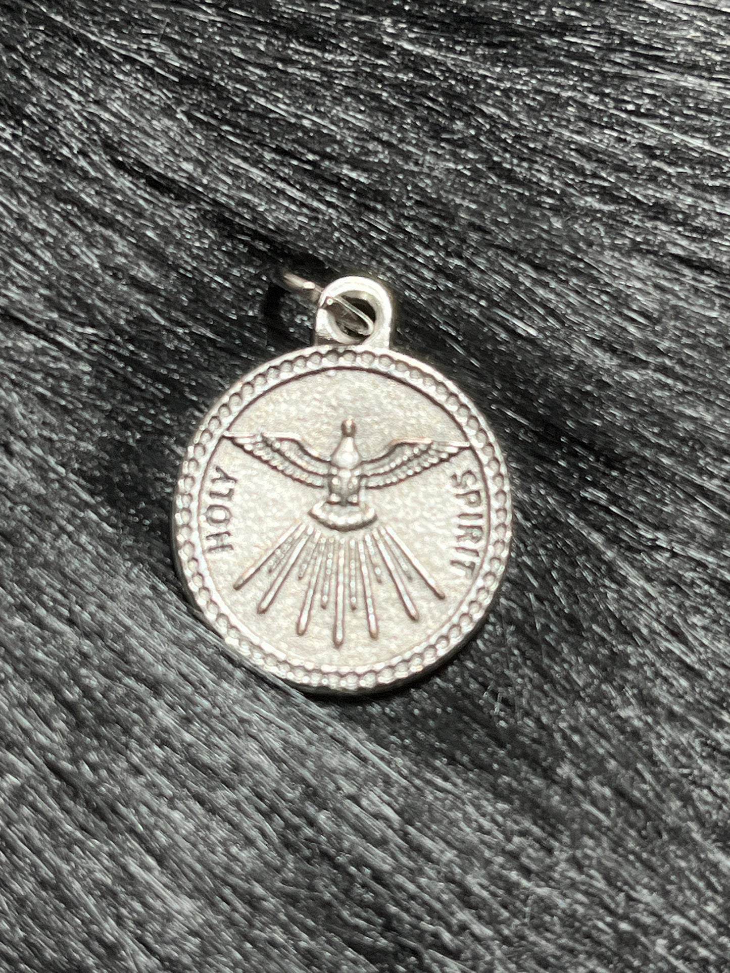 Holy Spirit Medal, Pray for Us, Silver Oxidized Die Cast Patron Saint Medals Holy Spirit Round Metal, Guidance and Enlightenment Medal