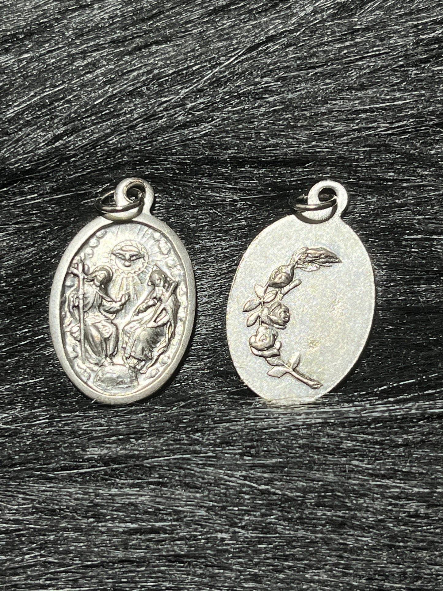 Holy Trinity Medal, Father  and Son Holy Spirit medal, Silver Oxidized Die Cast Patron Saint Medals