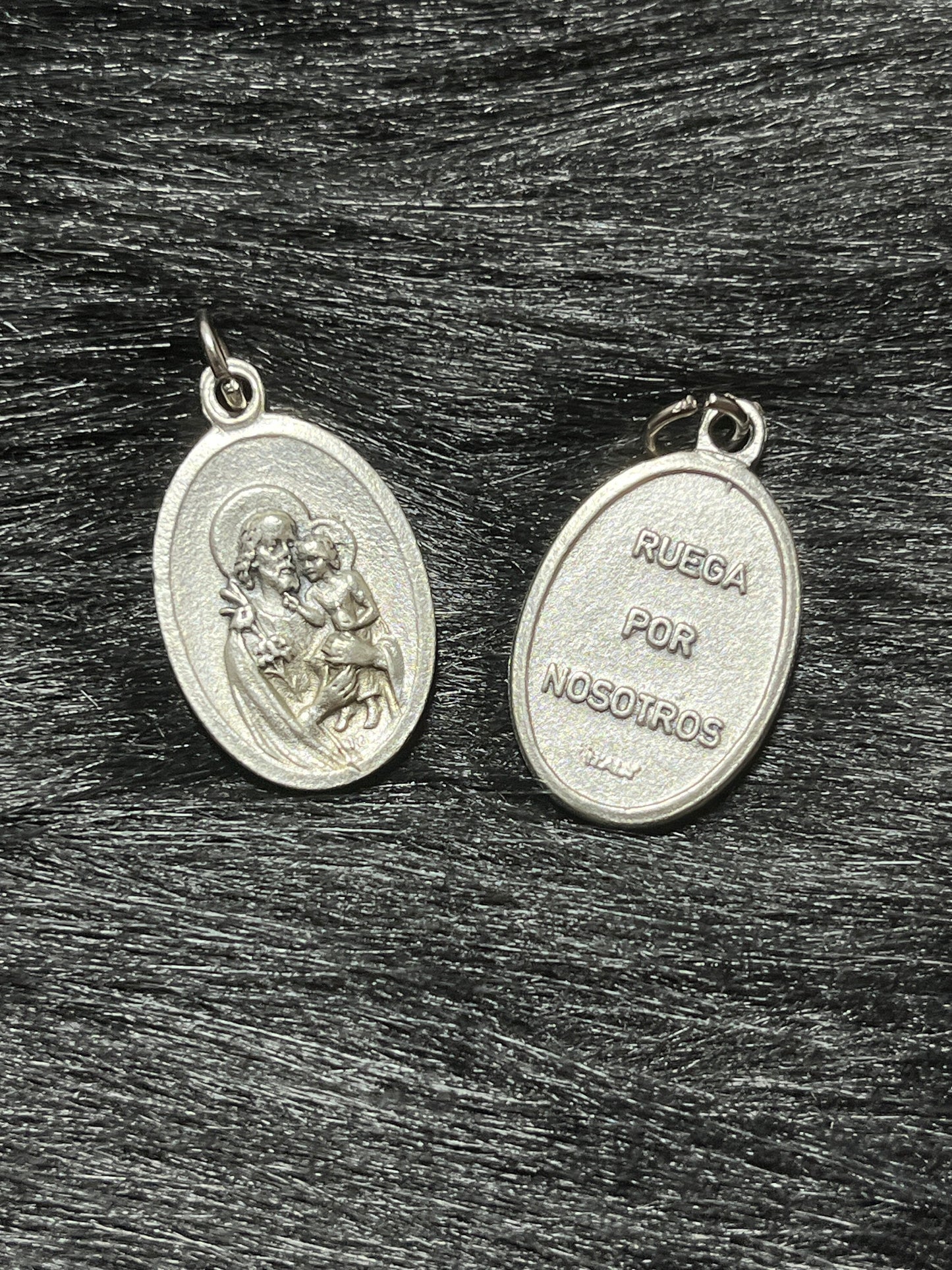 Saint Joseph Medal, Patron Saint of Unborn children, Patron Saint of Fathers, Saint Joseph Medal, Ruega Por Nosotros, Silver Oxidized Medal