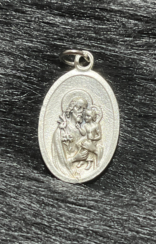 Saint Joseph Medal, Patron Saint of Unborn children, Patron Saint of Fathers, Saint Joseph Medal, Ruega Por Nosotros, Silver Oxidized Medal