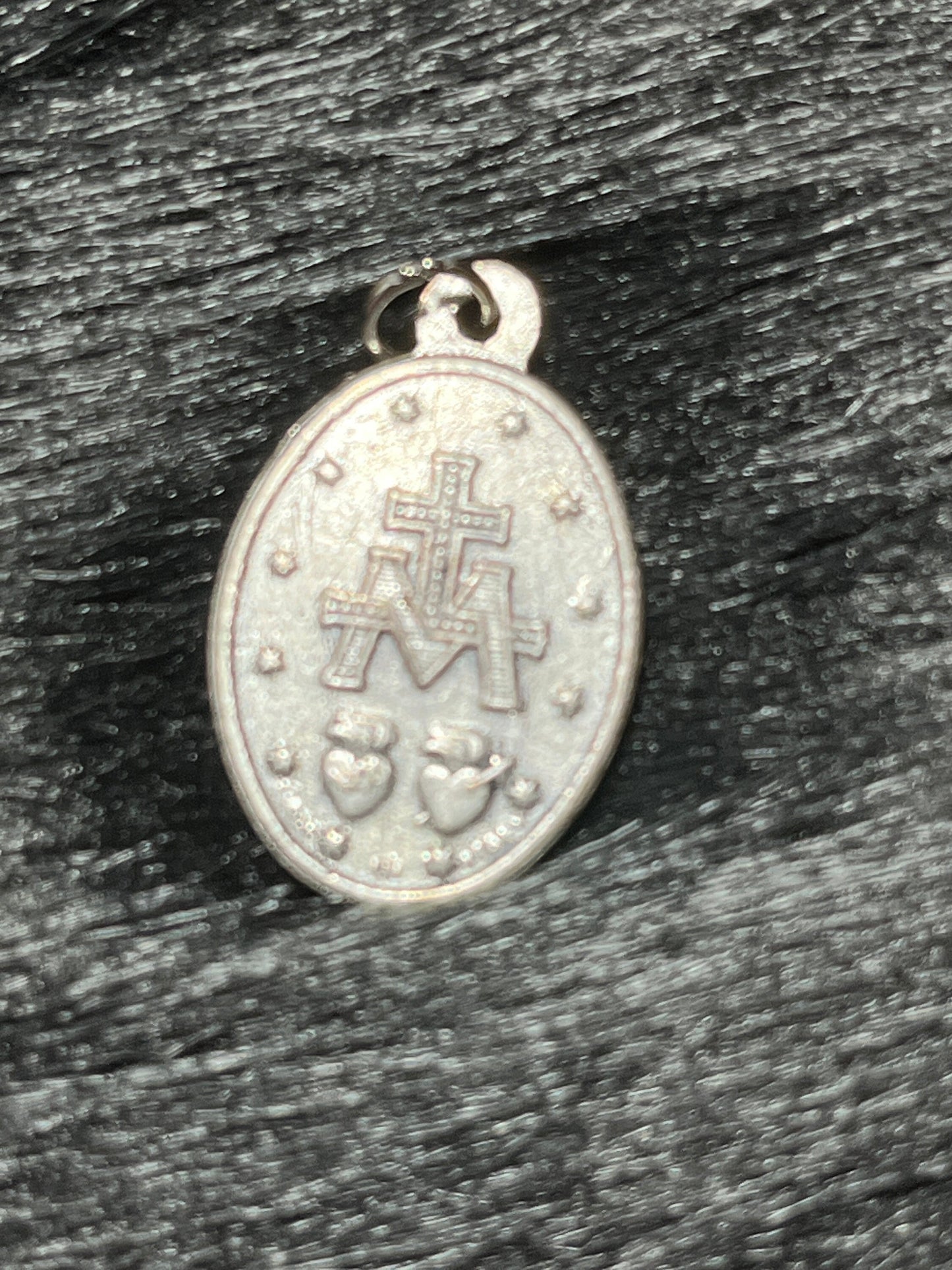 Miraculous Medal, Silver Oxidized Saint Medal