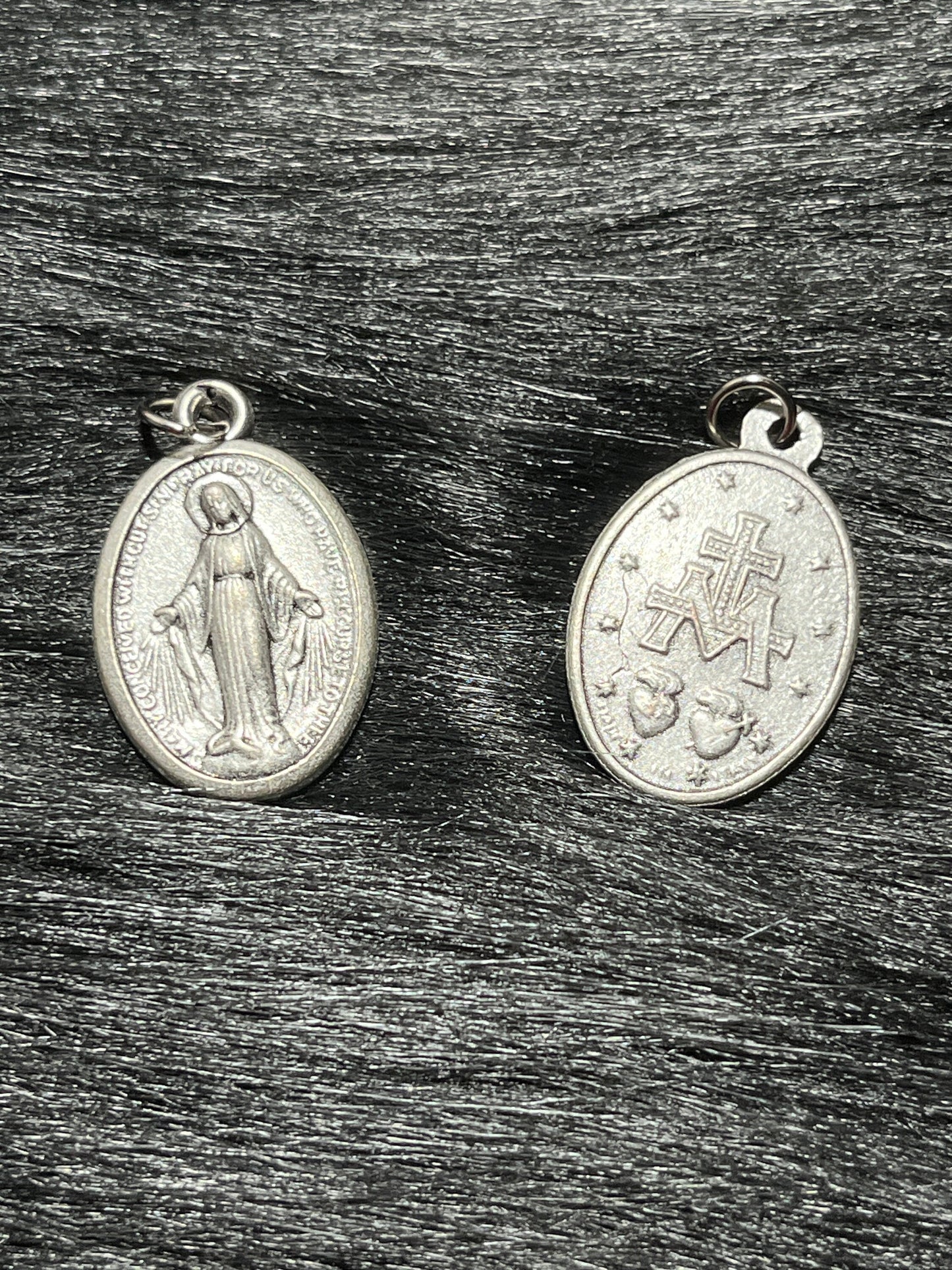 Miraculous Medal, Silver Oxidized Saint Medal