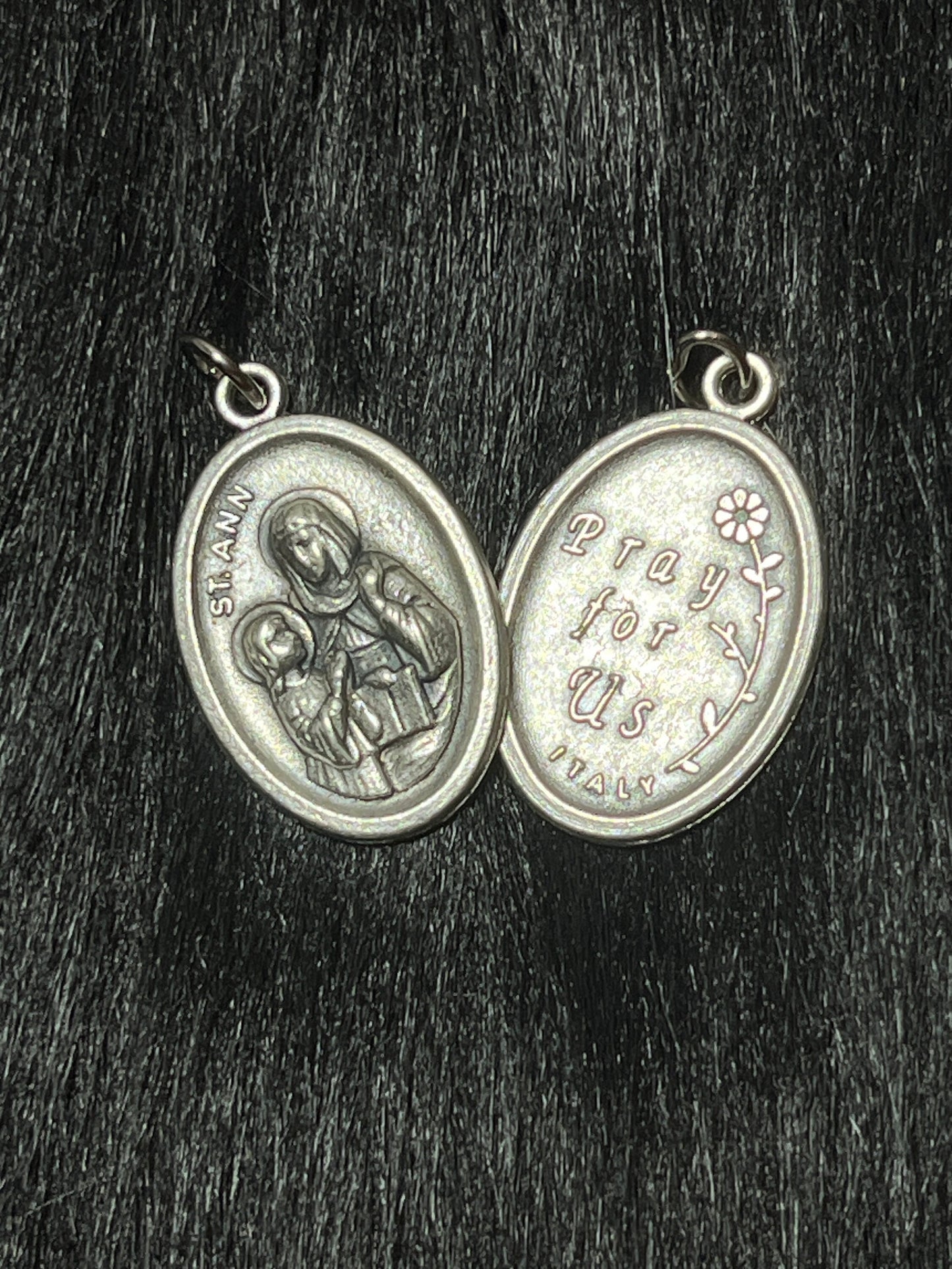 Saint Ann Medal, Patron Saint of Grandmothers, Patron Saint of Mothers, Patron Saint of Infertility, St Ann, Silver Oxidized Saint Medal