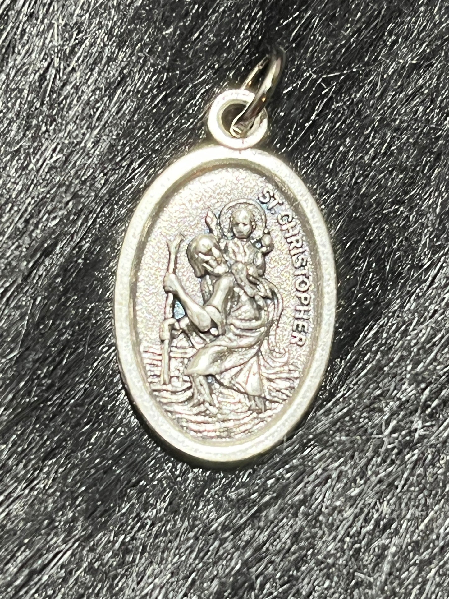 Saint Christopher Medal, Protection and Strength medal, Patron Saint of Travelers, St Christopher Medal, Silver Oxidized Medal