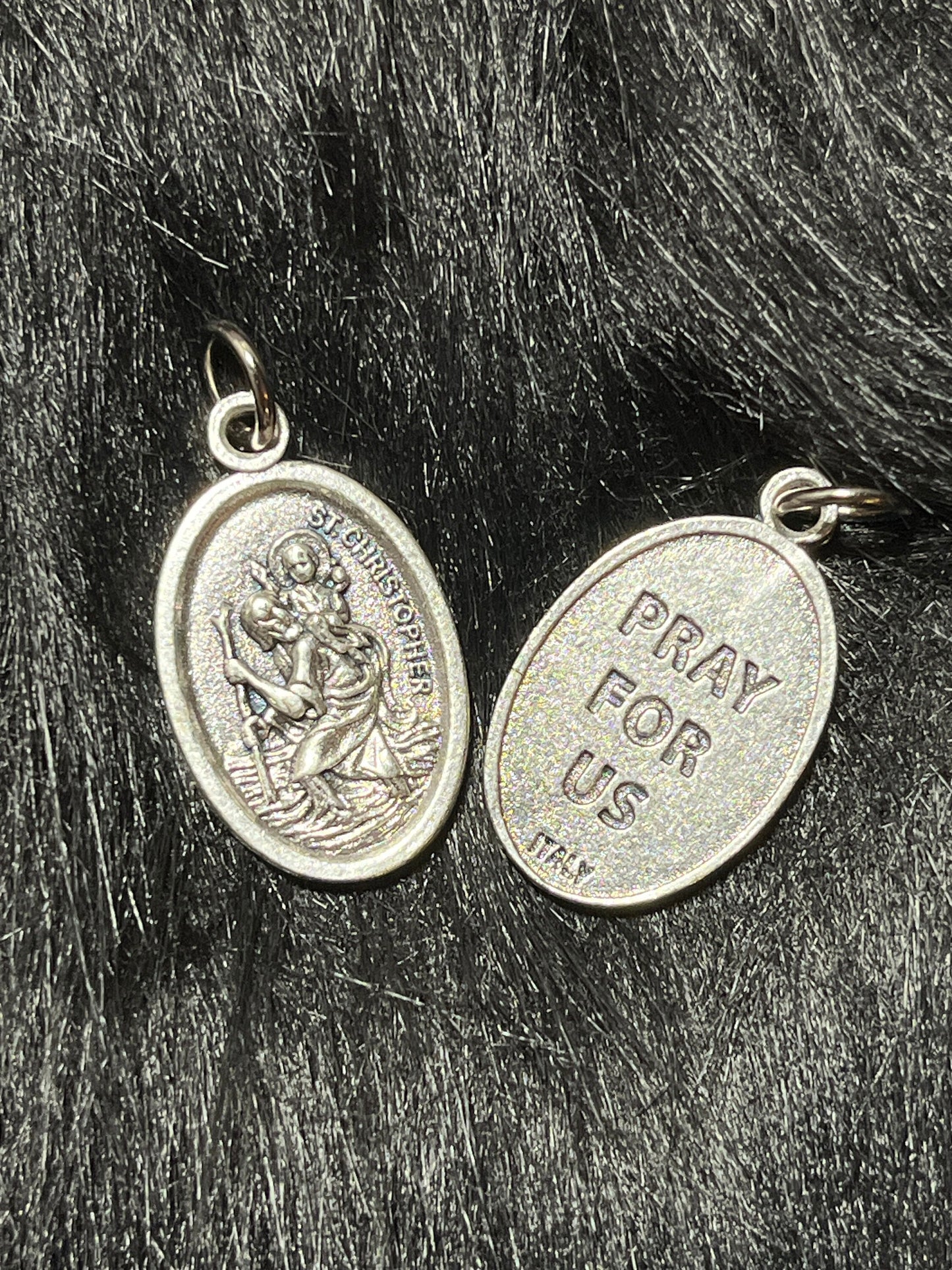 Saint Christopher Medal, Protection and Strength medal, Patron Saint of Travelers, St Christopher Medal, Silver Oxidized Medal