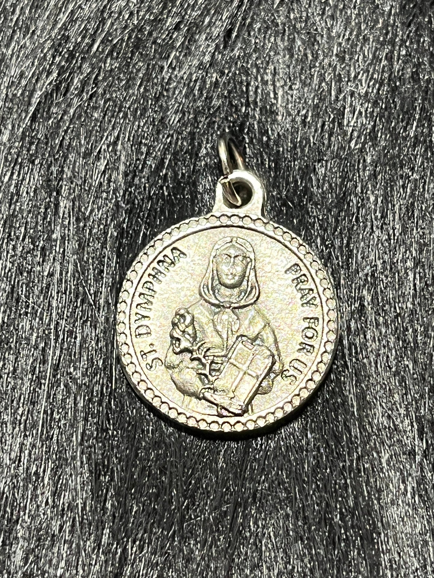 Saint Dymphna Medal, Patron Saint of Mental Illness, Patron of Neurological Disorders, St Dymphna Medal, Silver Oxidized Medal