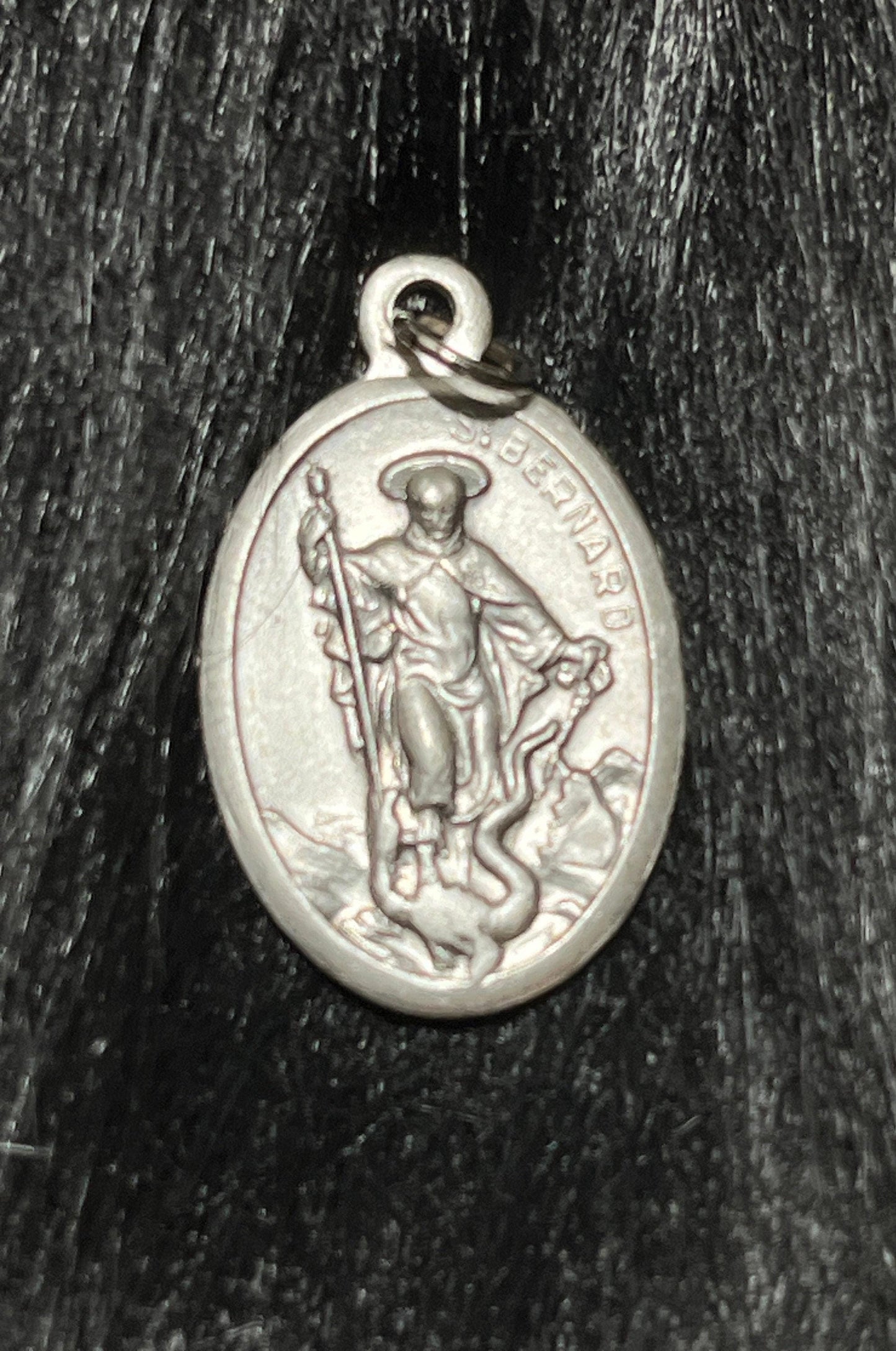 Saint Bernard Medal, Patron Saint Beekeepers, Patron Saint of Candlemakers, St Bernard Medal, Pray for Us, Silver Oxidized Saint Medal