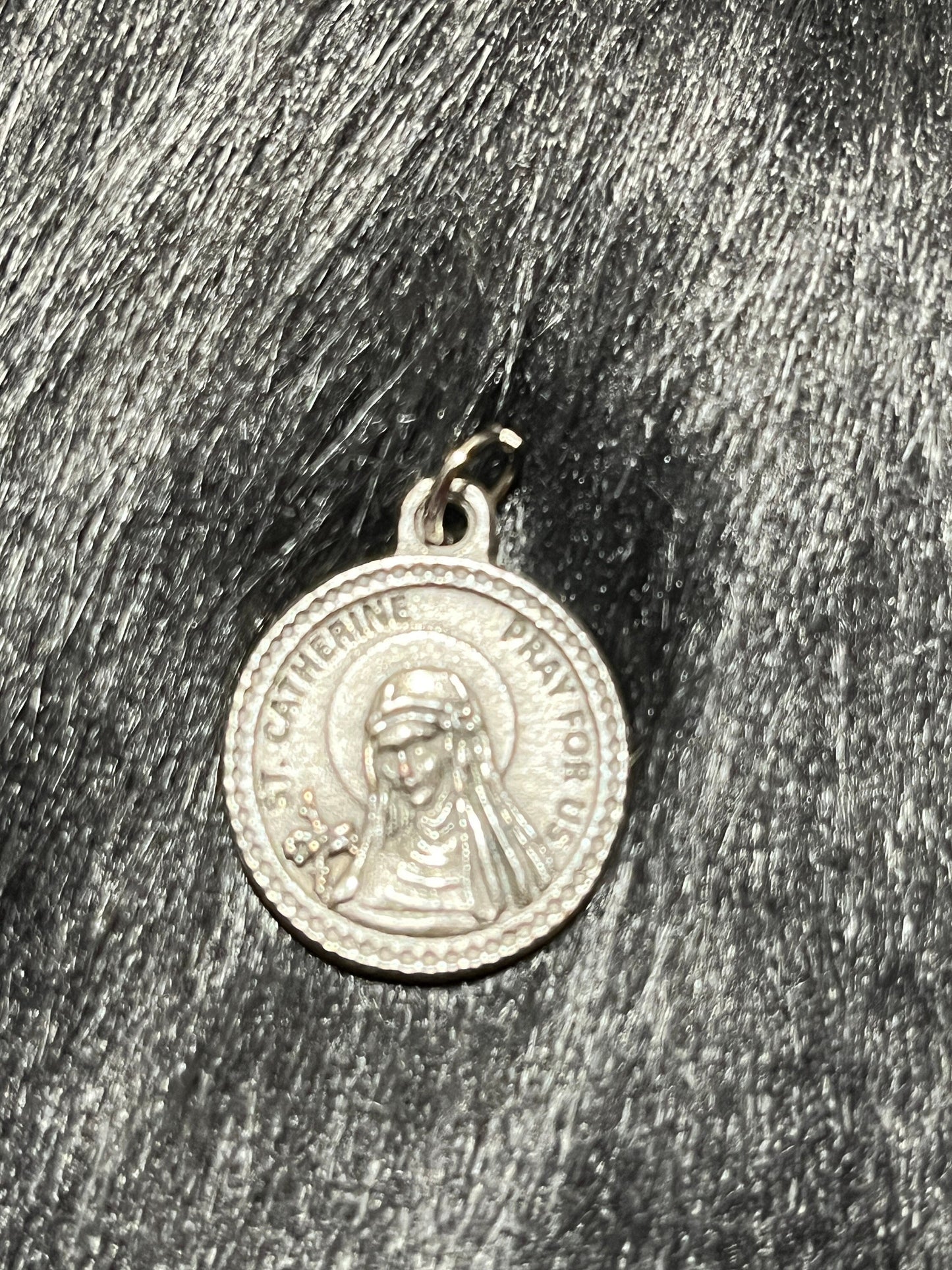 Saint Catherine Medal, St Catherine medal, Patron Saint of Miscarriages, Silver Oxidized Saint Medal