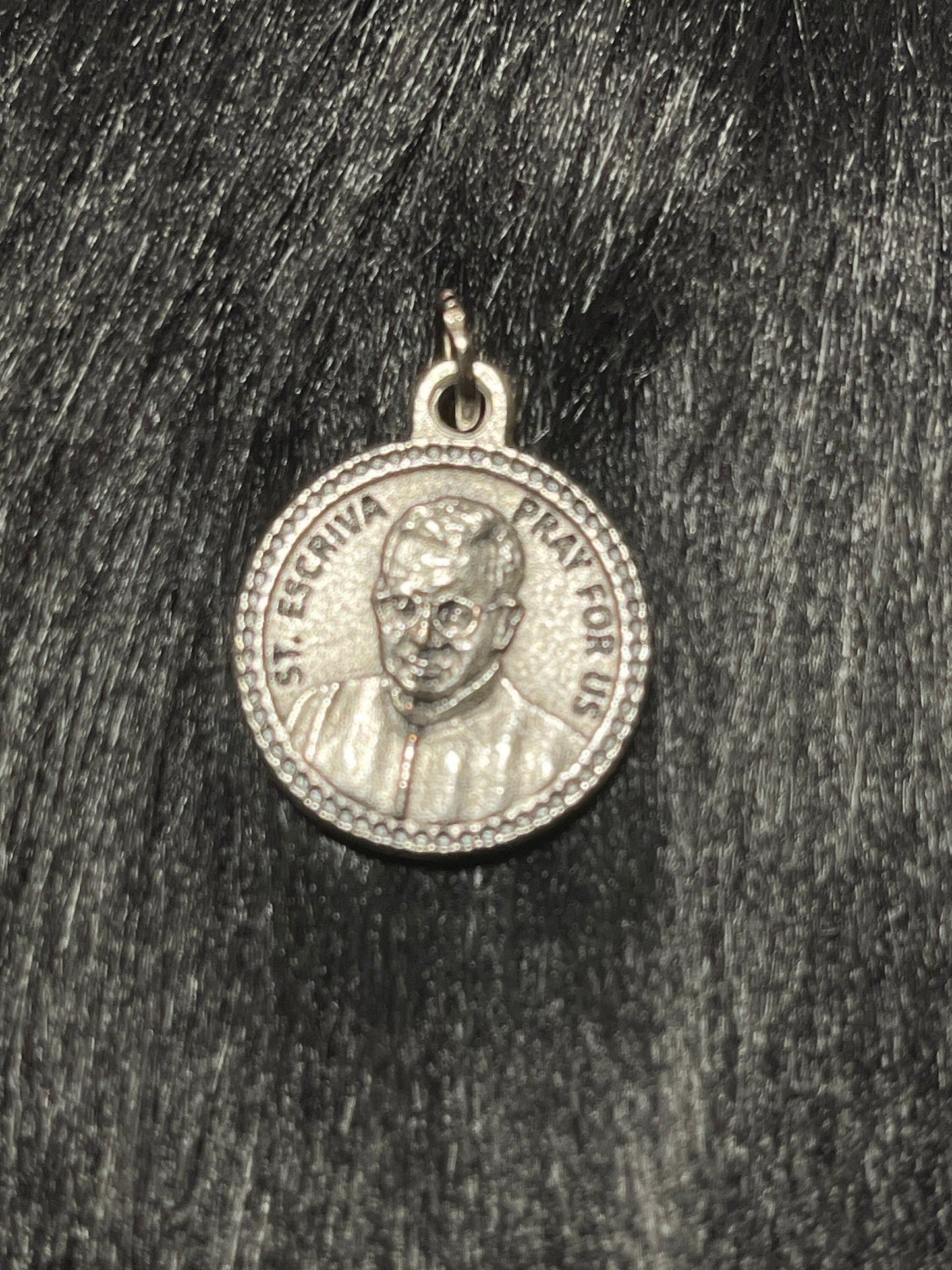 Saint Escriva Medal, Patron Saint of Diabetes, Patron of Ordinary Work, St Josemaria Escriva Medal, Pray for Us, Silver Oxidized Medal