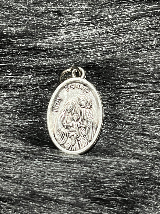 Holy Family Medal, Mary Joseph and Baby Jesus medal, Silver Oxidized Die Cast Patron Saint Medals