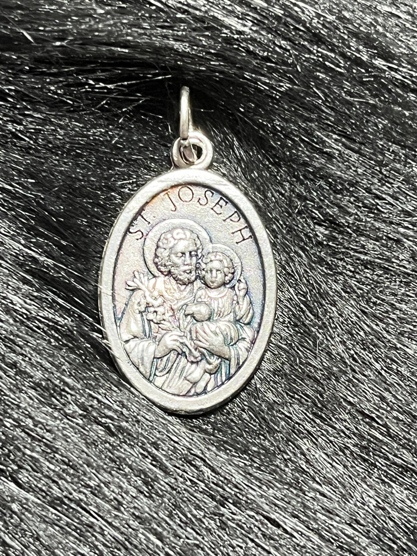 Saint Joseph Medal, Patron Saint of Unborn children, Patron Saint of Fathers, Saint Joseph Medal, Catholic Gift, Silver Oxidized Medal