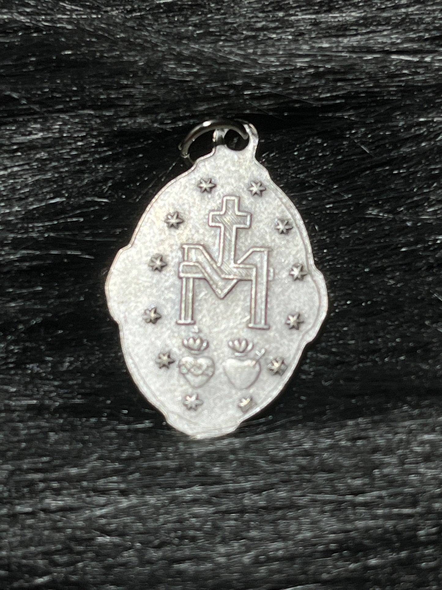 Miraculous Medal, Silver Oxidized Saint Medal