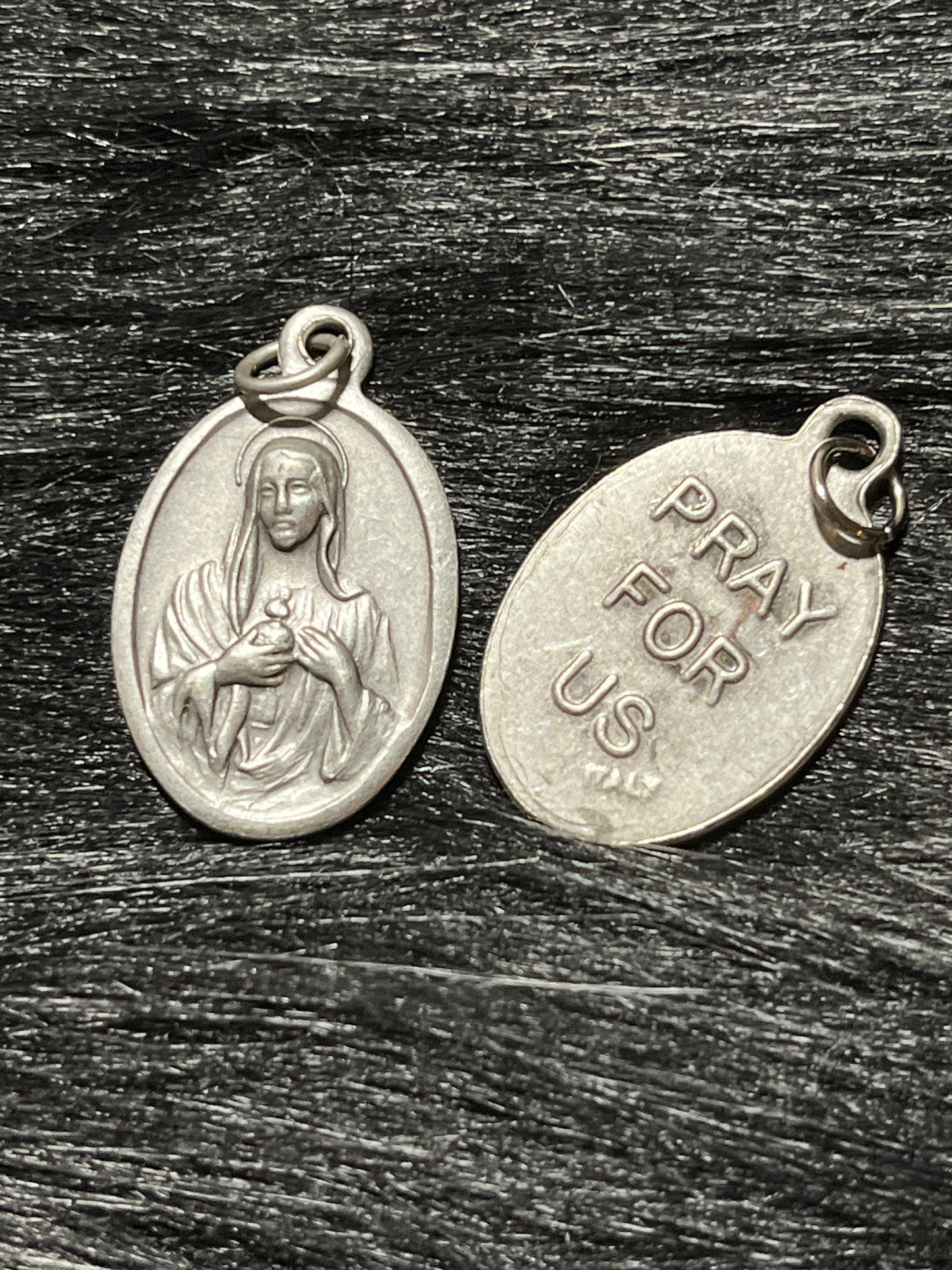 Sacred Heart of Jesus Medal, Catholic Gift, Silver Oxidized Medal