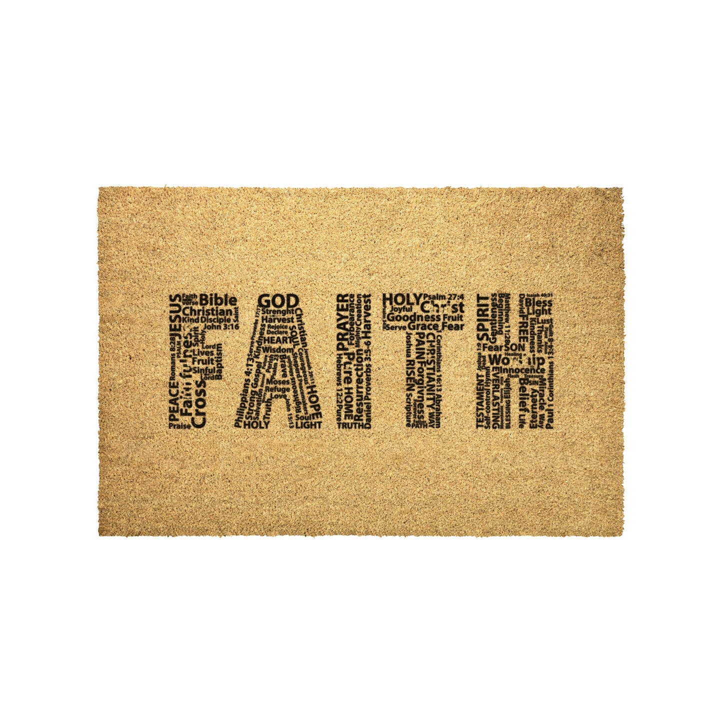 Faith Golden Coir Outdoor Mat, Religious Doormat, Christian Gift, Religious Gift, Doormat w/ Anti-Slip Backing, Faith Welcome Mat