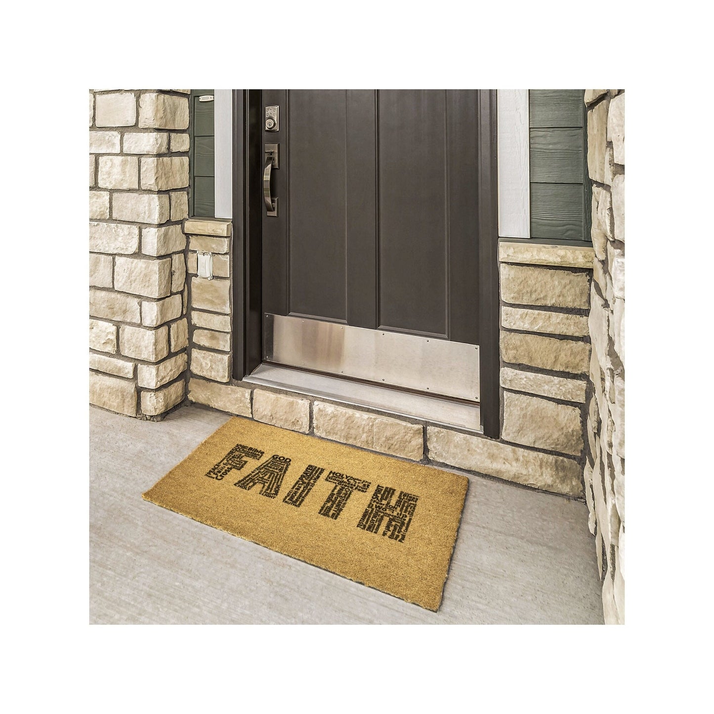 Faith Golden Coir Outdoor Mat, Religious Doormat, Christian Gift, Religious Gift, Doormat w/ Anti-Slip Backing, Faith Welcome Mat