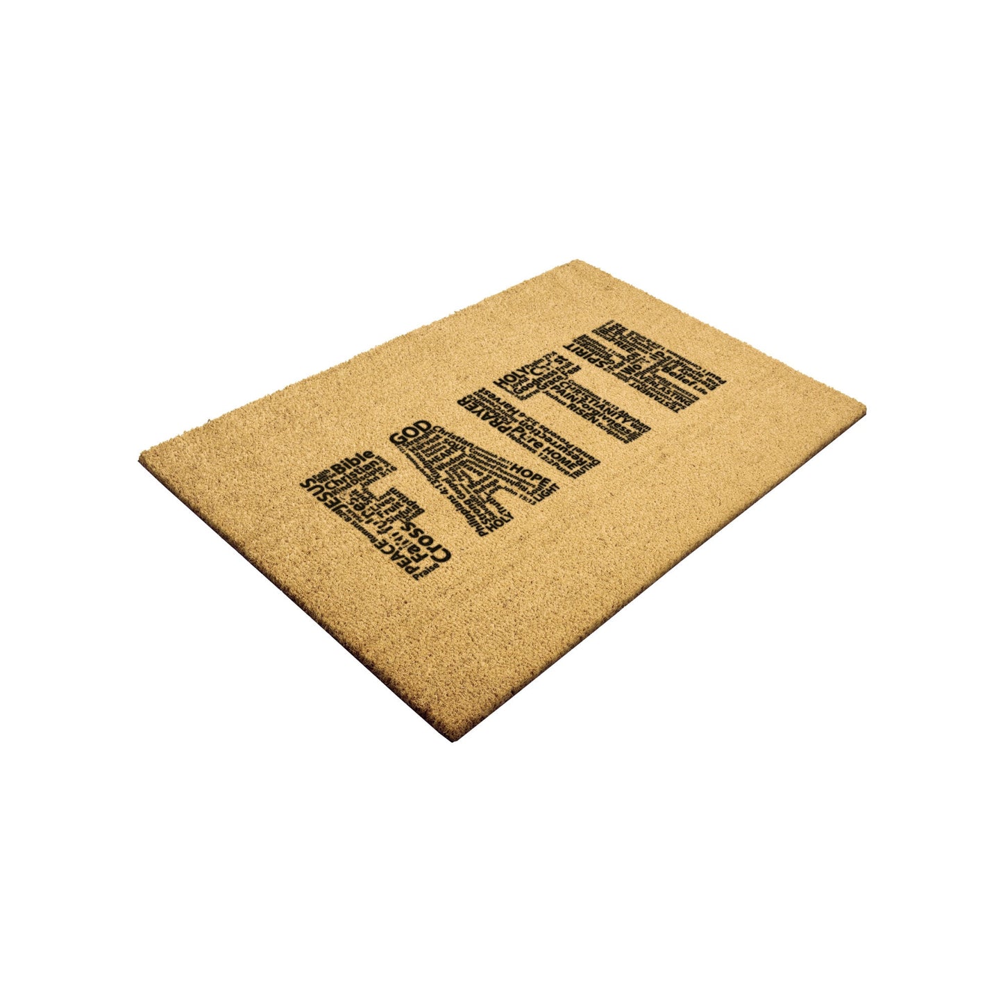 Faith Golden Coir Outdoor Mat, Religious Doormat, Christian Gift, Religious Gift, Doormat w/ Anti-Slip Backing, Faith Welcome Mat